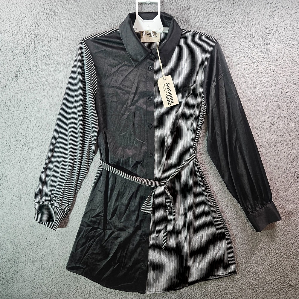 Savanna Jane Black and Gray Long Sleeve Dress